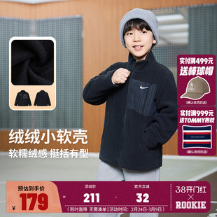 Nike 3brand童装男女童加绒外套儿童夹克2026冬季新款保暖冬装潮