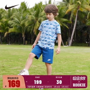NIKE 耐克小童装男童短袖T恤短裤2件套2025夏季儿童潮流休闲套装