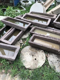老旧石槽养鱼缸石头花盆种花室阳台小石槽流水组合民间猪槽马牛槽