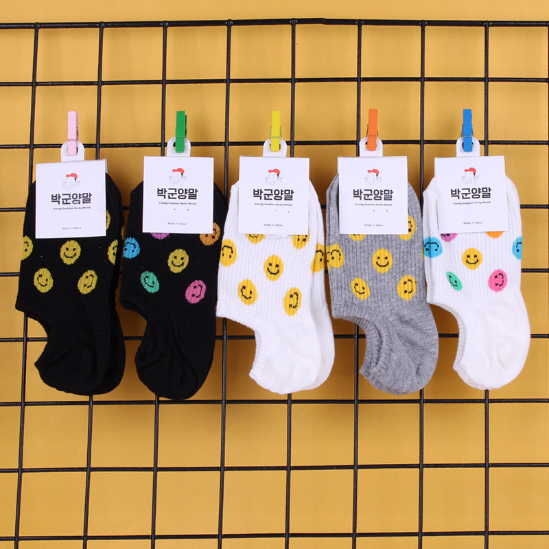 韩国东大门进口少女心学院风学生可爱笑脸动漫浅口吸湿防滑女船袜