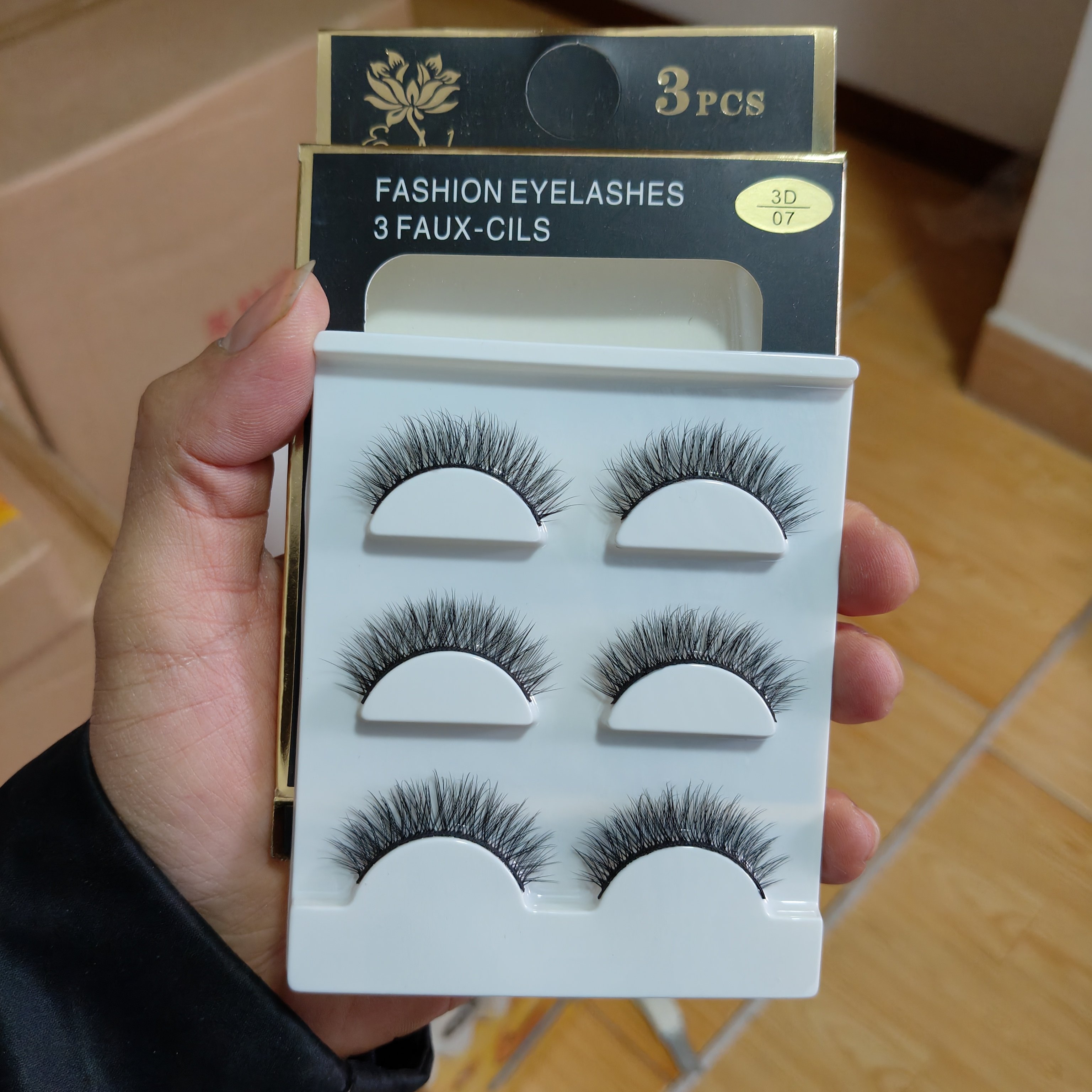 x07一盒3副网红日式3D假睫毛立体多层超自然裸妆浓密眼睫毛超逼真