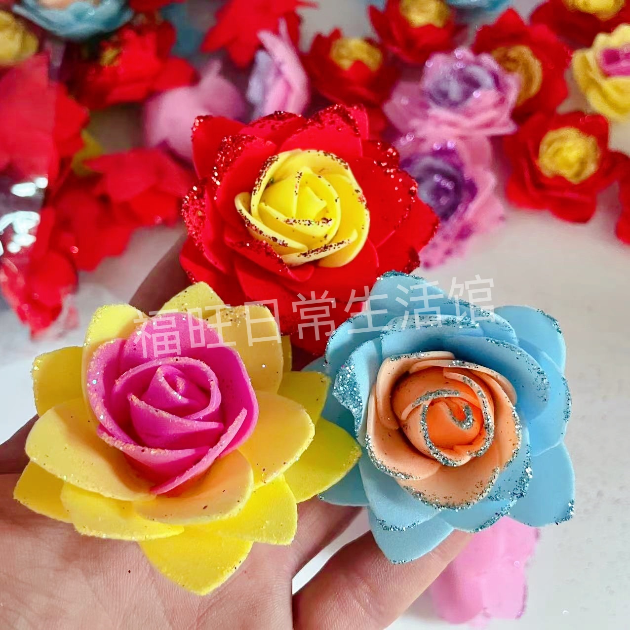 烫金粉玫瑰花折纸装饰品