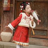 新中式 汪小荷童装 加绒套装 古风汉服女童冬季 改良旗袍 25秋冬新款