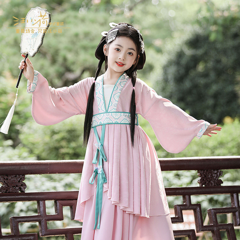 汪小荷汉服女童·雅宁秋新款战国袍汉服连衣裙古风新中式礼服改良图片