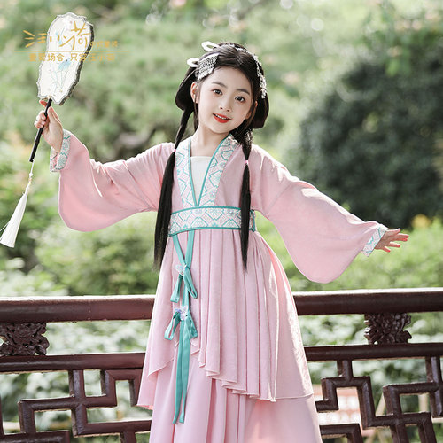 汪小荷汉服女童·雅宁秋新款战国袍汉服连衣裙古风新中式礼服改良