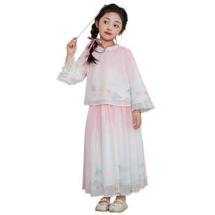 汪小荷童装汉服春秋新款女童古风两件套裙国风连衣裙儿童中式唐装