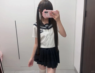 原创jk制服正统基础款白三本短袖水手服叠穿绀色短裙女夏季裙套装