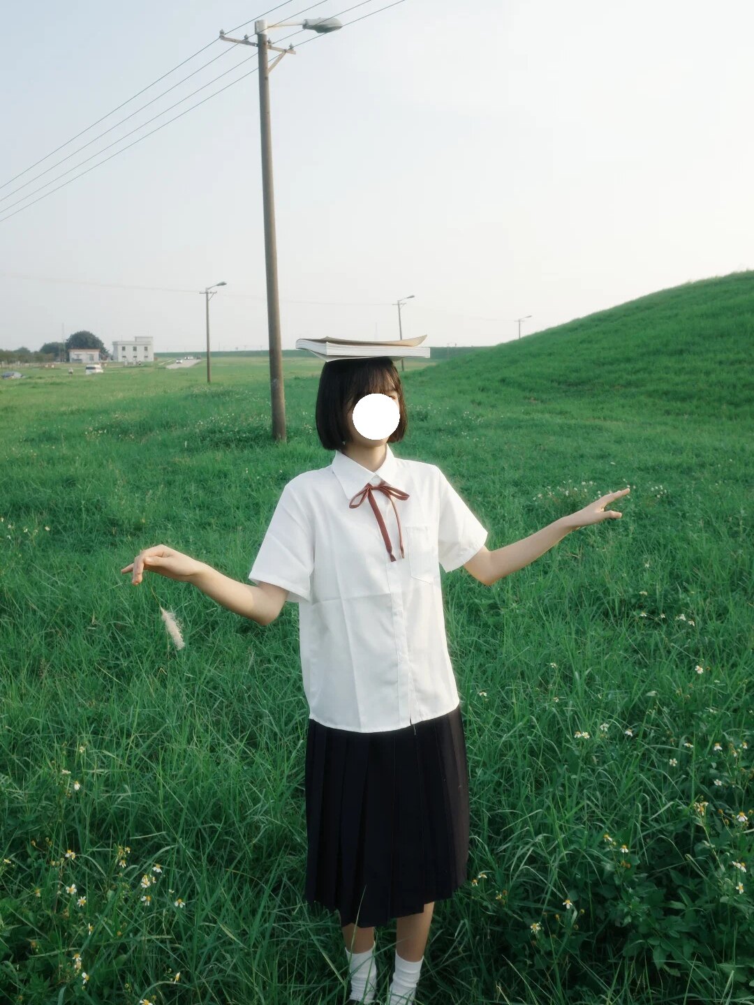 毕业季班级校服裙套装学院风夏季基础款短袖白色衬衫叠穿中长裙女图片