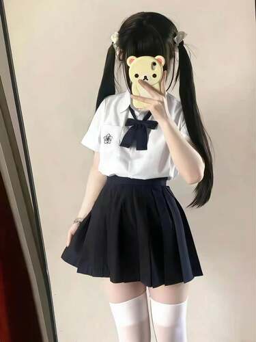 原创jk制服套装日系学院风樱花短袖衬衫百褶裙学生校供感夏季穿搭