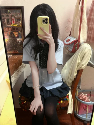 夏季JK制服樱花刺绣短袖衬衫新品校供感学院风宽松显瘦百搭上衣女