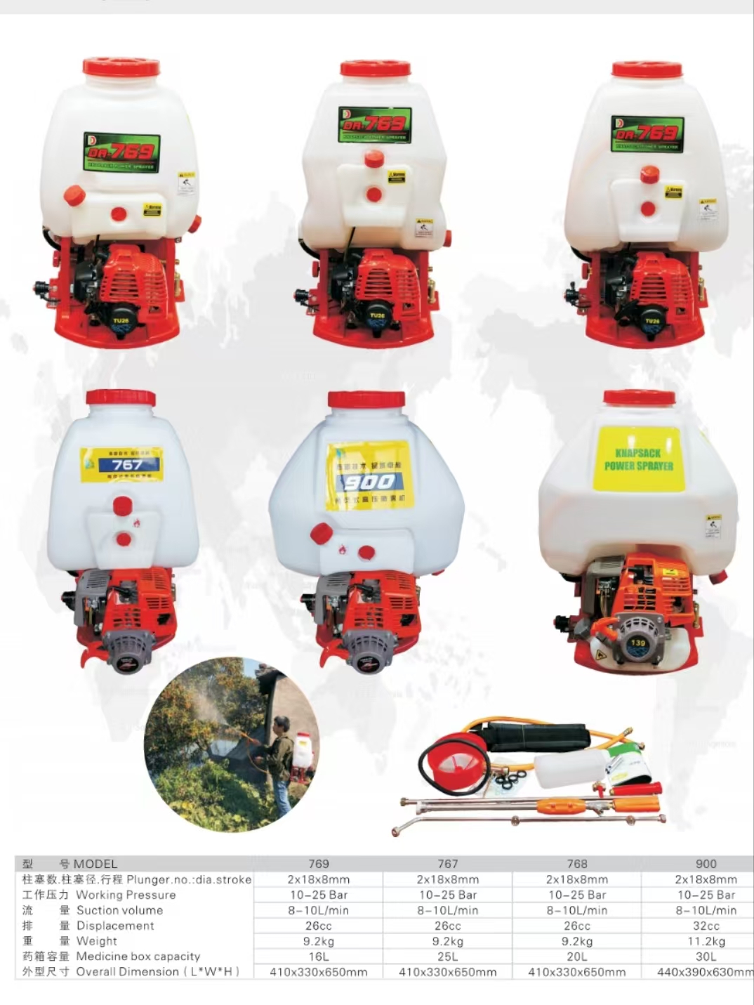 手动喷雾器电动打药机喷壶sprayer汽油喷粉喷雾机二冲程四冲程