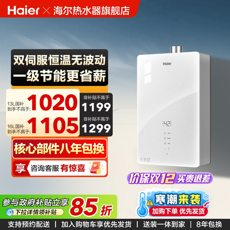 海尔白月光一级节能燃气热水器