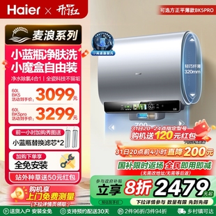 海尔麦浪电热水器家用扁桶双胆卫生间洗澡魔盒小蓝瓶BK5一级60升