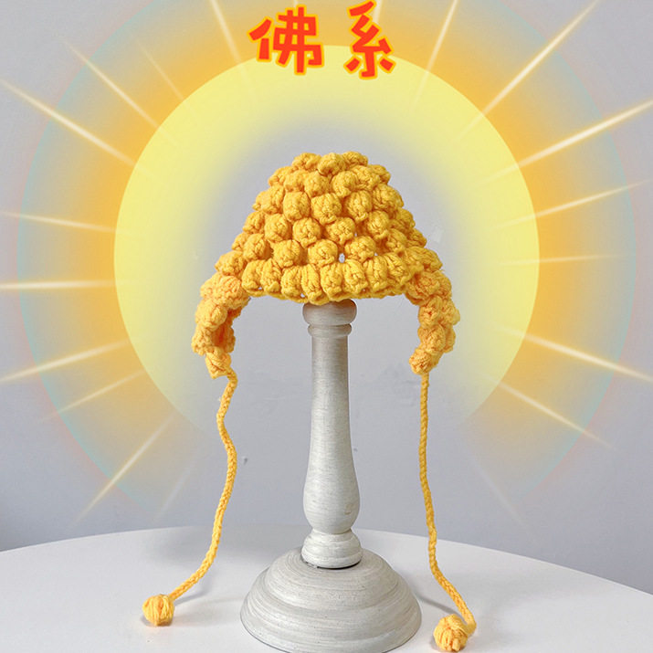 猫咪针织帽子宠物搞笑佛头帽搞怪编织帽子cospaly道具头饰搞笑变