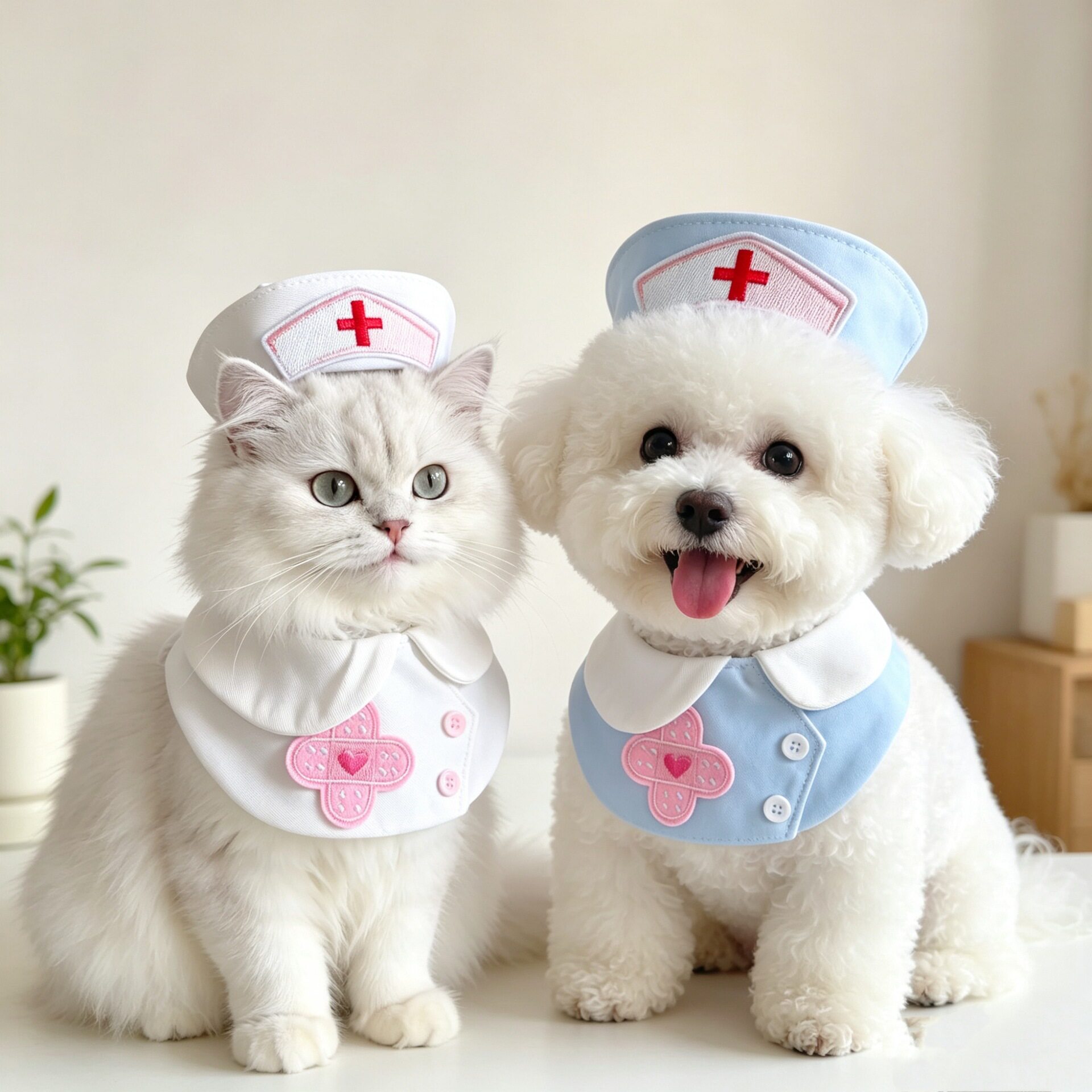 宠物护士装扮套装猫咪狗狗帽子泰迪比熊中小型犬娃娃领围脖围嘴