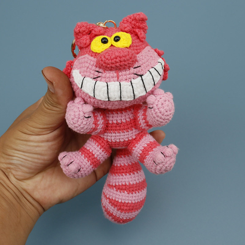 重工款手工编织大猫玩偶 加菲猫毛线钩织精美包挂 手作大号猫公仔