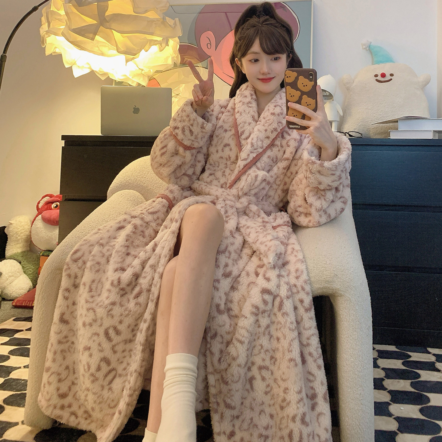 维多利亚豹纹珊瑚绒睡袍女款2025新款冬加厚加大码浴袍家居服套装,女士内衣/男士内衣/家居服,睡袍/浴袍,淘宝优惠券,粉丝福利购,淘宝优惠卷