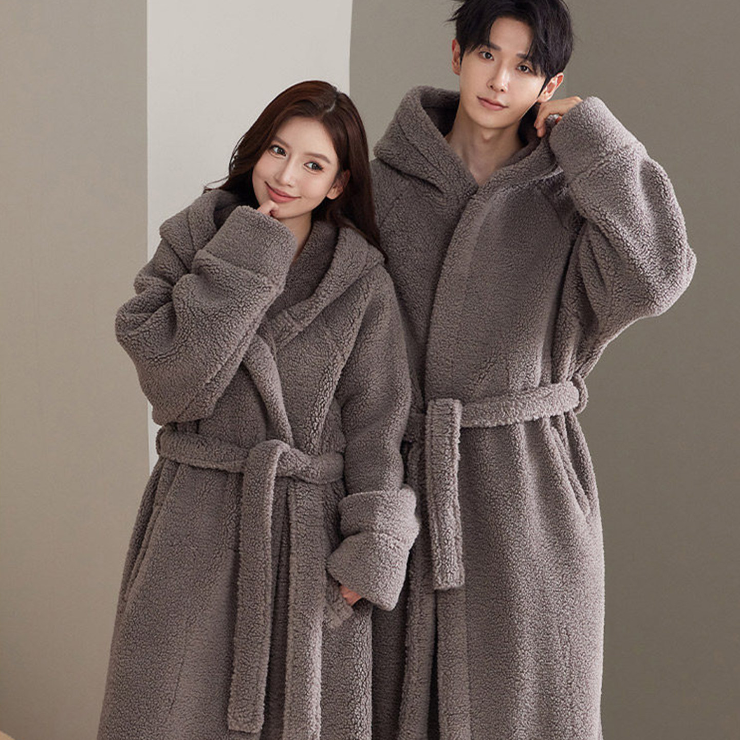 维多利亚冬季珊瑚绒睡袍情侣装一男一女加厚保暖连帽高级感家居服,女士内衣/男士内衣/家居服,睡袍/浴袍,淘宝优惠券,粉丝福利购,淘宝优惠卷