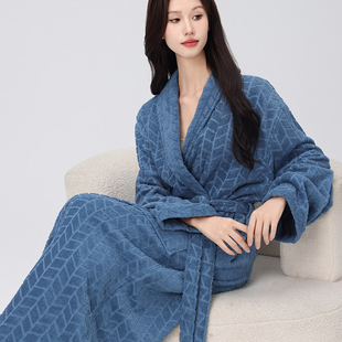 维多利亚春秋季睡袍女款纯棉毛巾料吸水速干浴袍长款高级感家居服