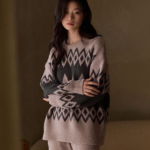 维多利亚半边绒睡衣女款2026新款冬季加厚复古风高级感家居服套装