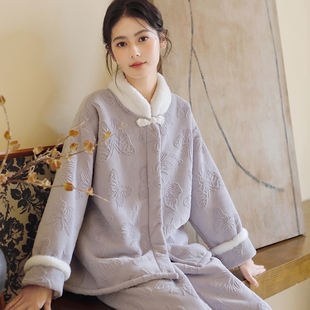 维多利亚国风新中式睡衣女款2026新款冬季加厚珊瑚绒高级感家居服