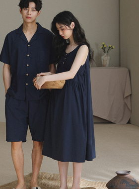维多利亚情侣睡衣女款夏季天短袖睡衣纯棉布料100全棉男士家居服