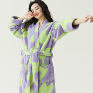 浴衣抗静电家居服 冬加厚保暖长款 维多利亚珊瑚绒睡袍女款 2025新款