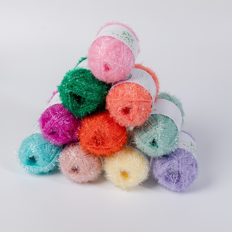 韩式洗碗巾未知的首尔闪光丝光线玻璃丝DIY草莓抹布毛线纱线50g