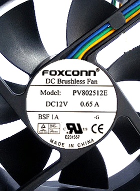 原装FOXCONN富士康散热风扇 PV802512E 12V 0.65A 4线PWM温控风扇