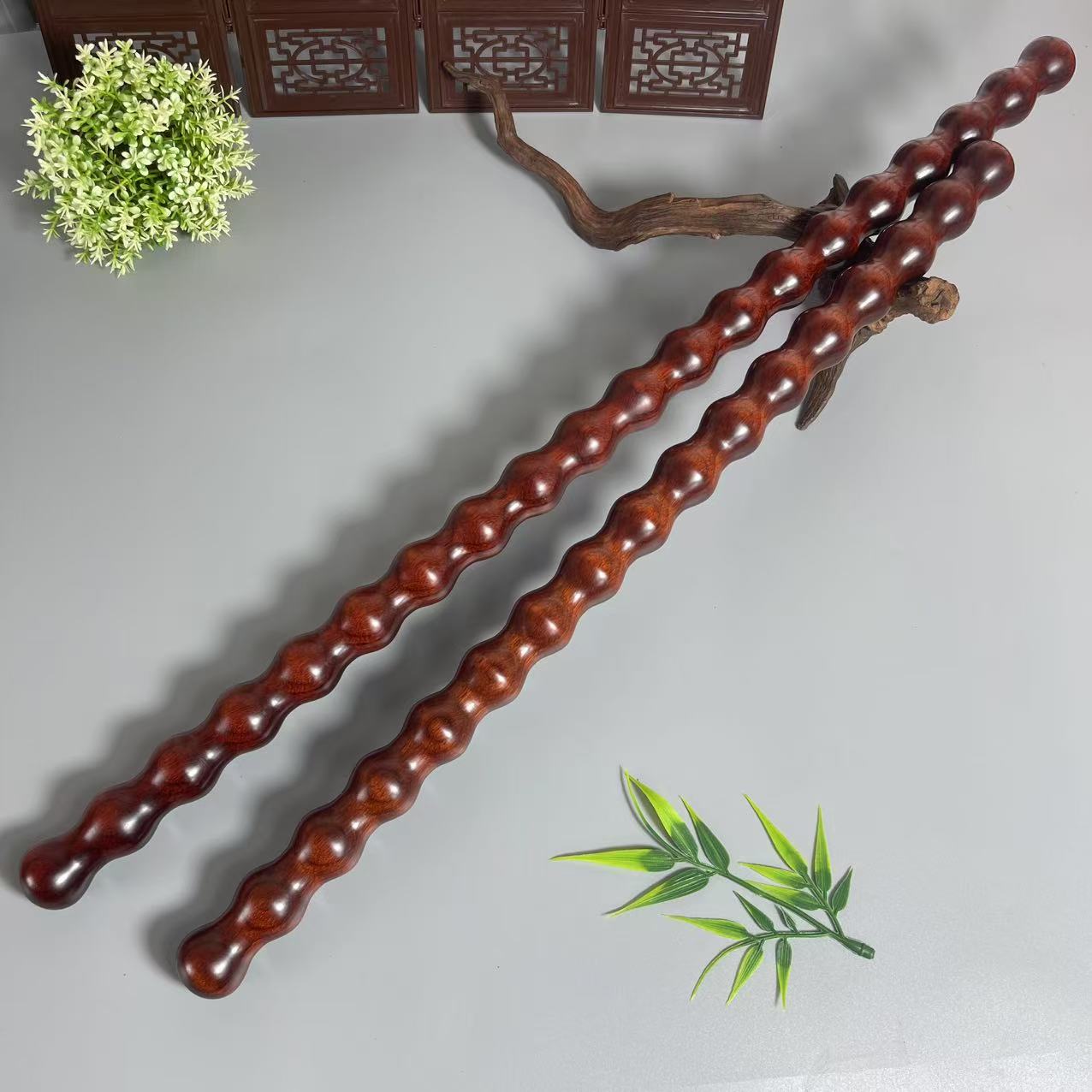 一体雕刻檀木解压盘玩葫芦棍