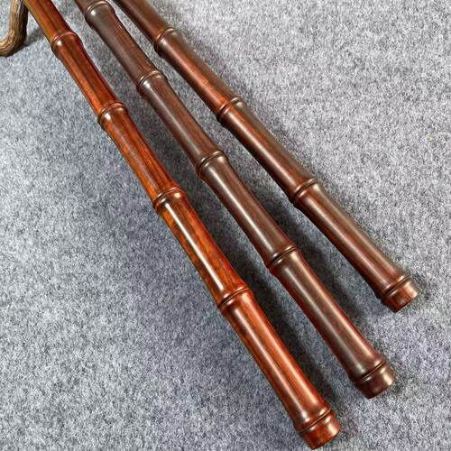 紫檀木竹节棍一体雕刻太极棍