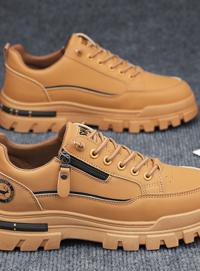 大码男鞋45春季2025新款工装鞋46皮面防水防滑38码鞋子男款休闲鞋