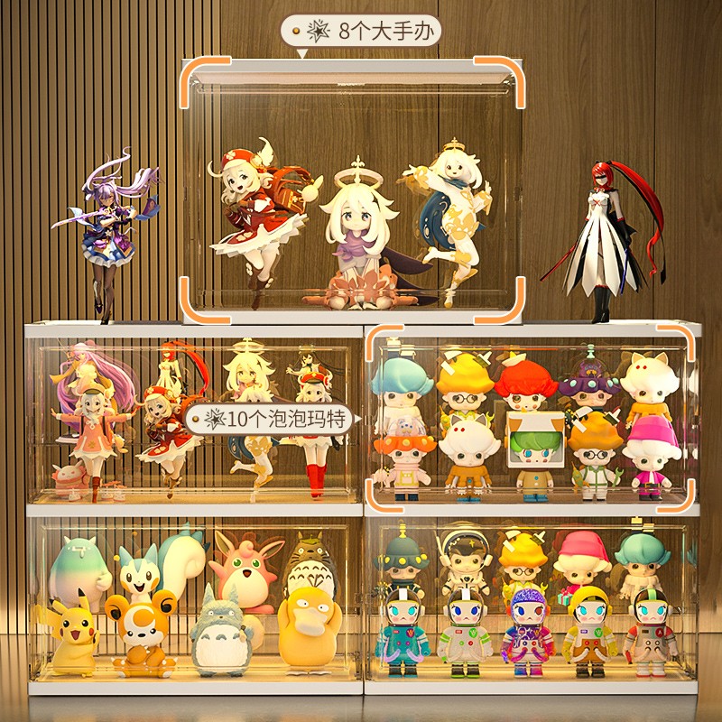 日本精工盲盒收纳展示架立牌手办架子透明摆柜亚克力泡泡玛特展示