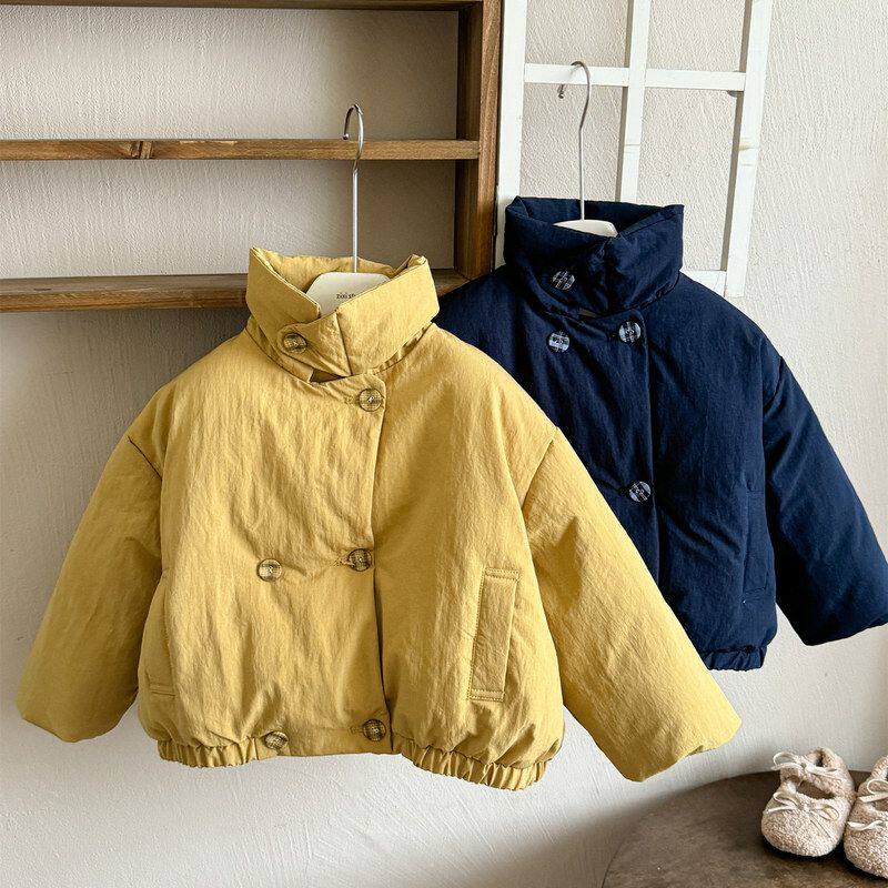 2025冬季新款男女童洋气羽绒服儿童韩版纯色保暖白鸭绒外套上衣潮