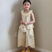 新款 休闲直筒裤 女童洋气纯色无袖 26夏季 娃娃衫 背心儿童韩版 套装 潮