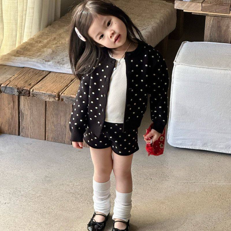 2026春季新款女童洋气波点针织开衫儿童女孩韩版短裤两件套装潮,童装/婴儿装/亲子装,毛衣/针织衫,淘宝优惠券,粉丝福利购,淘宝优惠卷