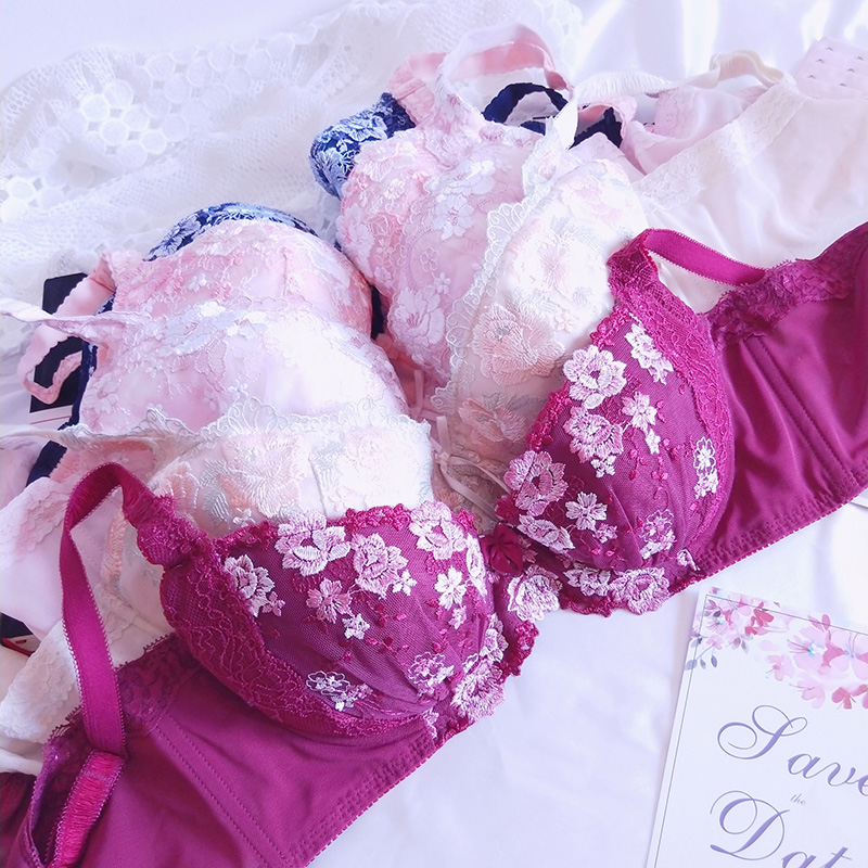 艾瑞宝贝出口日本原单多款多色精致绣花内衣薄杯舒适透气文胸丝绵