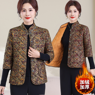 秋冬中老年女装加绒加厚保暖七分袖棉衣妈妈立领干活马甲外套棉服
