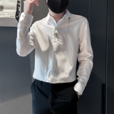 CS14-P58控78黑色翻领修身冰感长袖条纹店主风衬衫，男装衬衫，电商B363-1