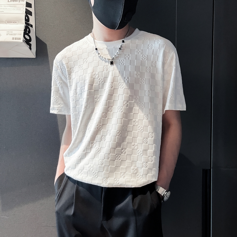 TX06-P48控68白色夏季精神小伙社会小伙痞帅高级感短袖t恤，男装T恤，电商B363-1