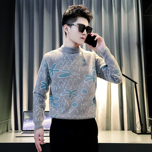M30 P68抖音同款痞帅社会小伙男士秋冬毛衣针织衫图片