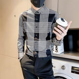 CS07P58格子长袖衬衫男韩版修身春秋季2024新款，男装衬衫，电商B363-1