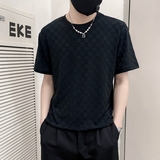 TX06-P48控68黑色冰丝夏季社会小伙痞帅店主风短袖t恤，男装T恤，电商B363-1