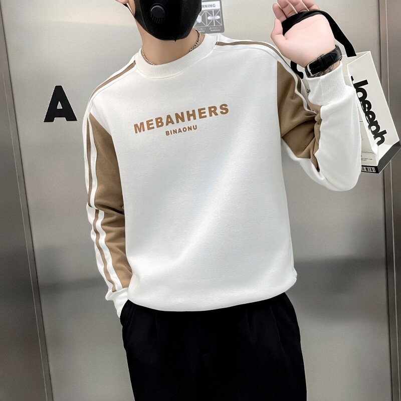 WY13-P58控78白色春秋款潮流社会小伙卫衣男套头印花,男装卫衣,电商B363-1