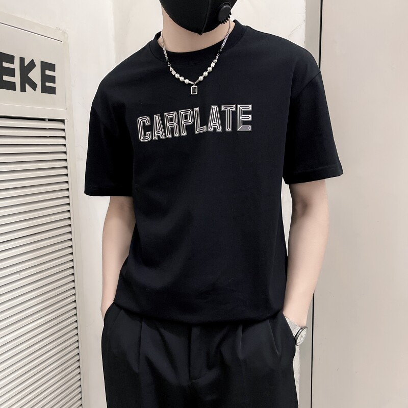 TX09-P48-社会小伙白色短袖T恤男夏轻奢简约小众设计高级感男潮,男装T恤,电商B363-1