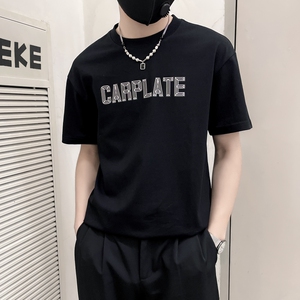 TX09-P48-社会小伙白色短袖T恤男夏轻奢简约小众设计高级感男潮图片