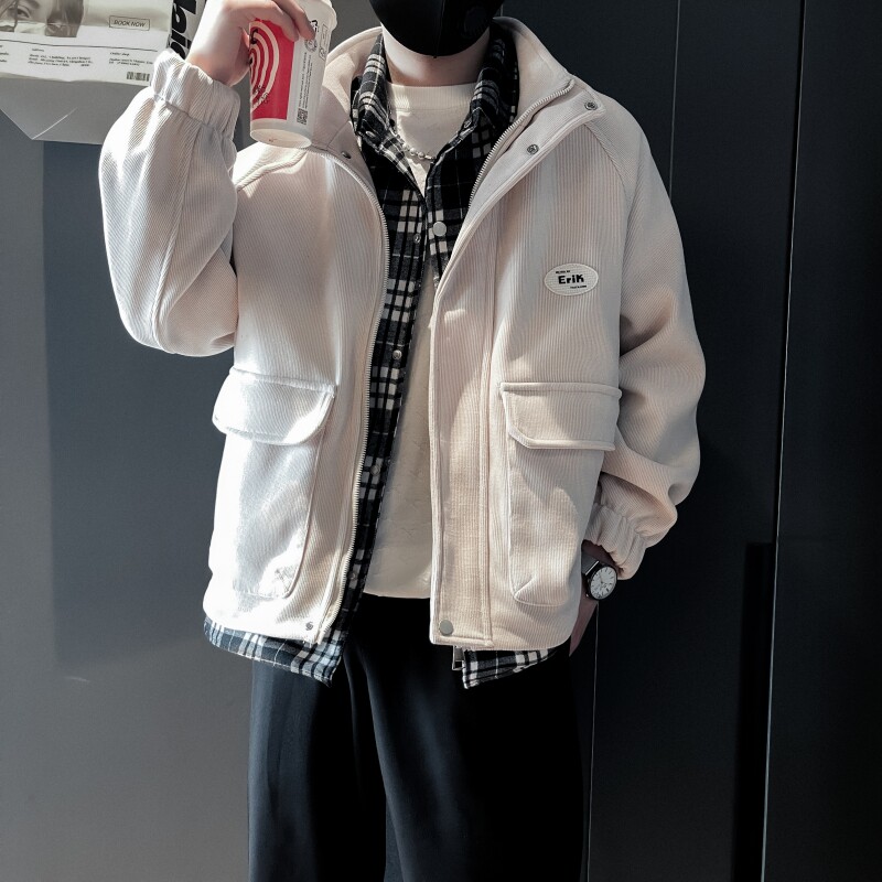 JK18-P118控158黑色痞帅2024新款社会小伙店主风假两件夹克外套,男装夹克,电商B363-1