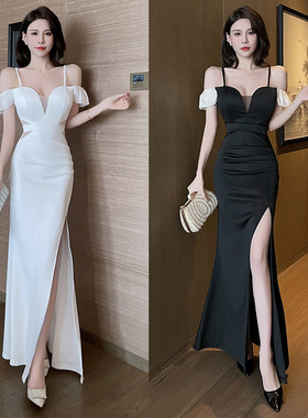 晚礼服高级感夜总会性感连衣裙气质KTV长裙柔式沐足浴技师工作服