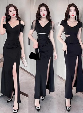 夜场KTV晚礼服气质长裙性感连衣裙足浴按摩SPA沐足桑拿技师工作服