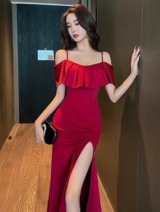 夜场上班衣服晚礼服女KTV公关佳丽性感连衣裙桑拿洗浴技师工作服